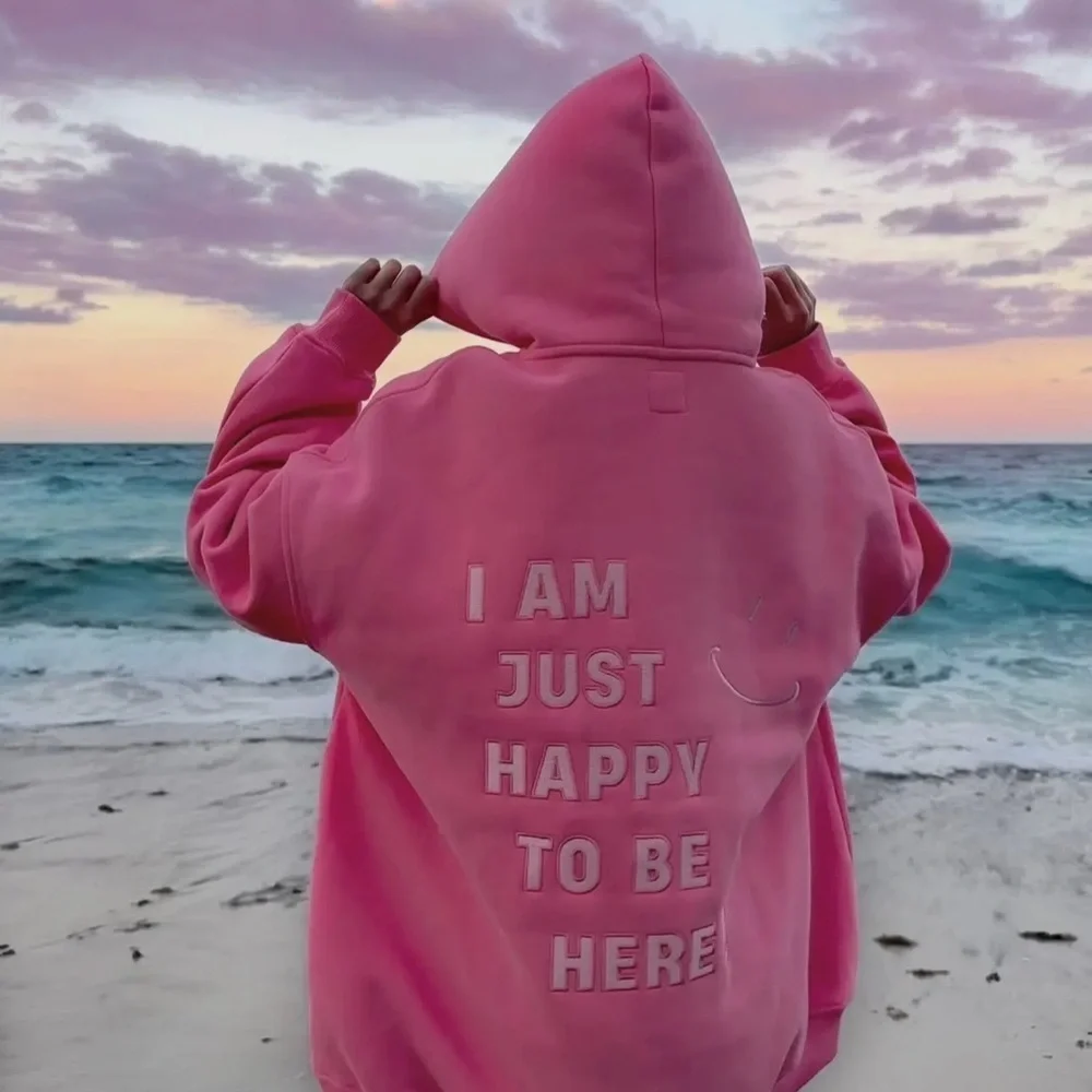 Happy to Be Here Oversized Plush Hoodie - Picture 3 of 4